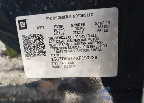 2019 Chevrolet Malibu Lt from USA, damaged, VIN 1G1ZD5ST4KF193228